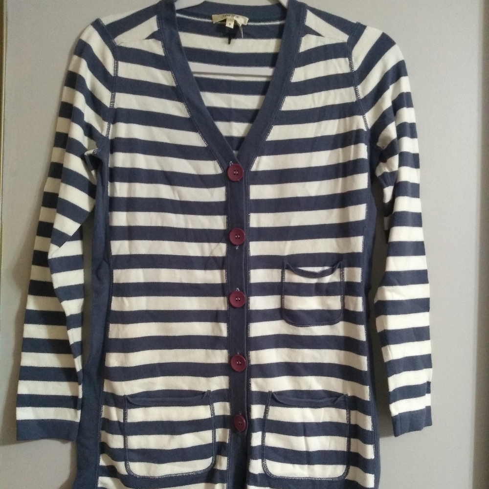 Tyler Boe Striped Cotton/Nylon Cardigan Sweater